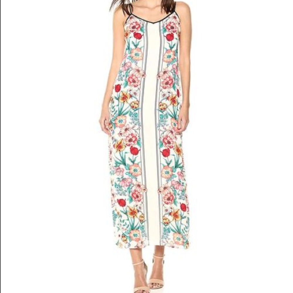 Nicole Miller White Floral Print Casual Maxi